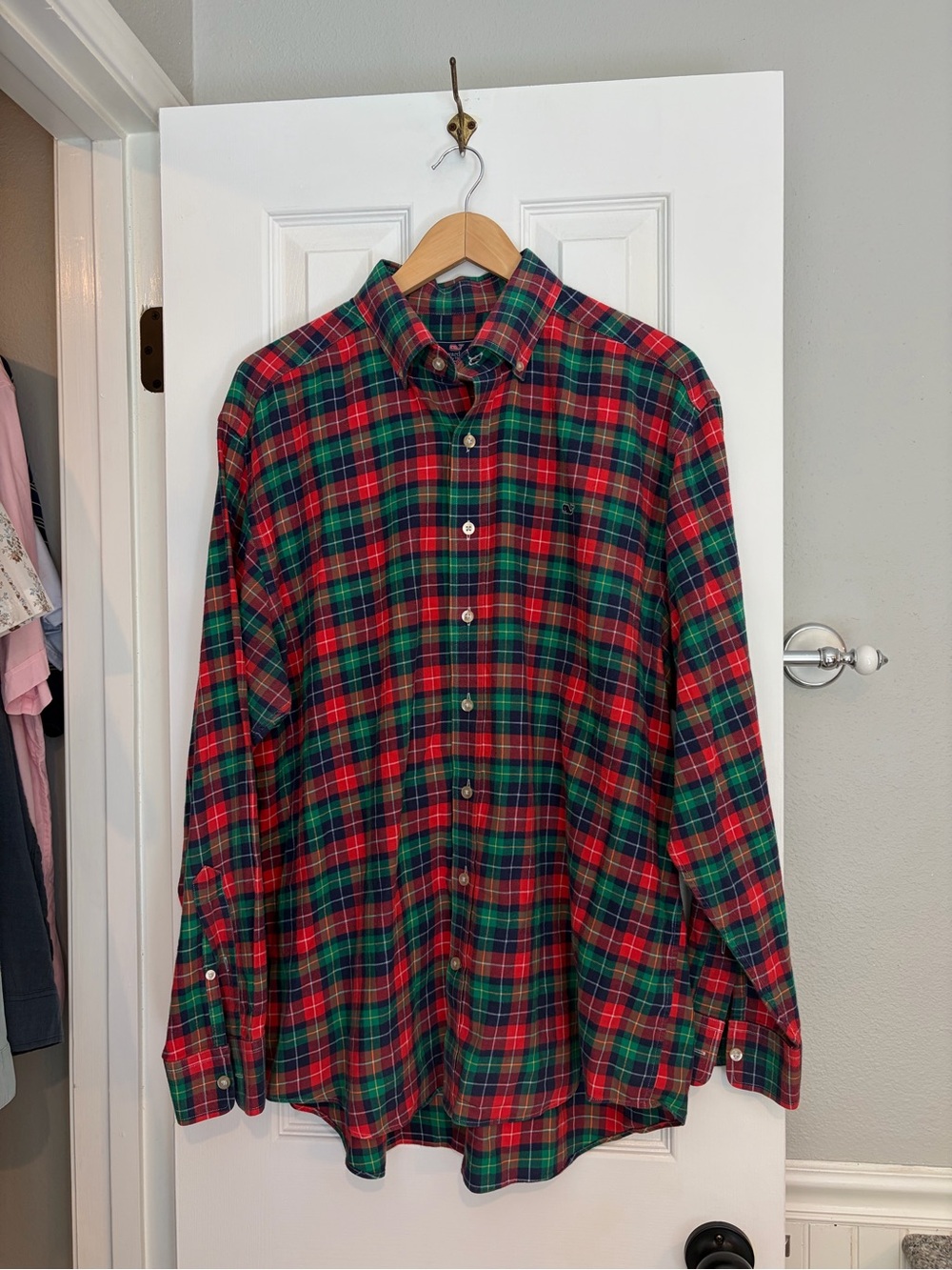 Vineyard Vines Whale Shirt Men’s Large Plaid Button Up Cotton